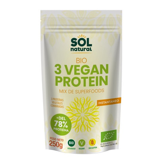 3 Vegan Protein Sin Gluten Bio Vegan 250g Solnatural