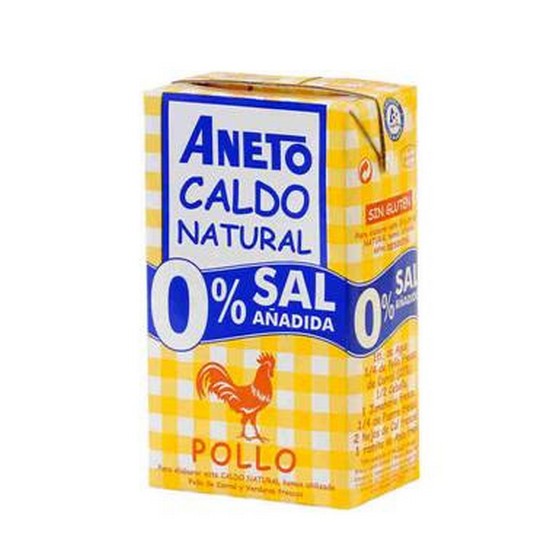 Caldo Natural de Pollo 0% Sal Añadida Sin Gluten 1L Aneto