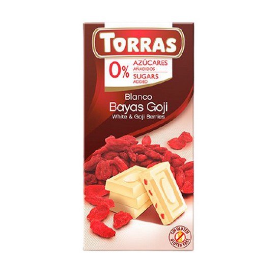 Chocolate Blanco con Bayas Goji Sin Gluten SinAzucar 75g Torras