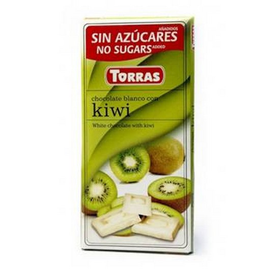 Chocolate Blanco con Kiwi Sin Gluten SinAzucar 75g Torras