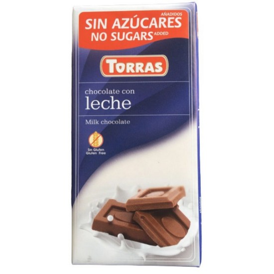Chocolate Leche Maltitol Sin Gluten SinAzucar 75g Torras