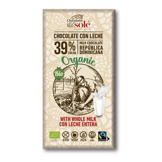 Chocolate con Leche Sin Gluten Bio 100g Chocolates Sole