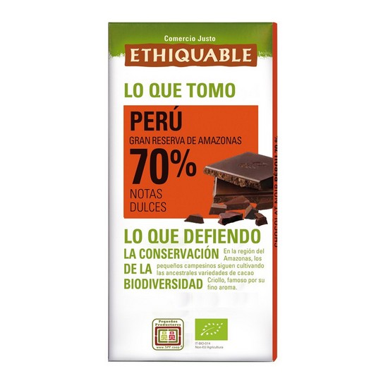 Chocolate Negro 70% Peru Bio 100g Ethiquable