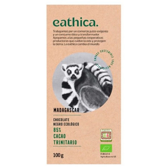 Chocolate Negro 85% Madagascar Bio 100g Eathica Chocolate Negro 85% Madagascar Bio 100g Eathica