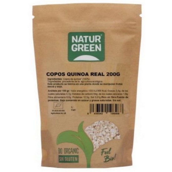 Copos de Quinoa Real Bio Doypack Sin Gluten Bio Vegan 200g Natur-Green