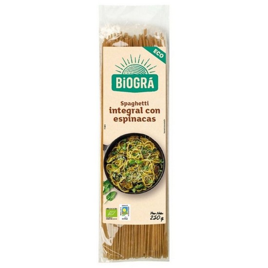 Espagueti Integral con Espinacas Eco 250g Biogra