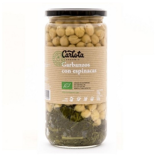 Garbanzos con Espinacas Sin Gluten Eco Vegan 720g Carlota Organic