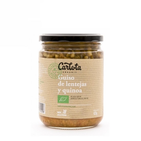 Guiso de Lentejas con Quinoa Sin Gluten Bio Vegan 425g Carlota Organic