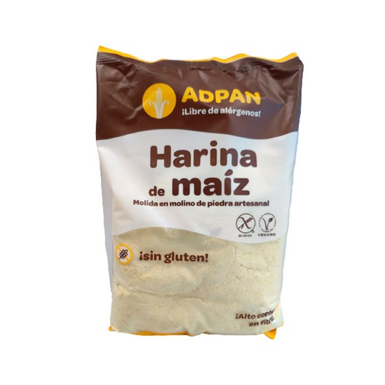 Harina de Maiz de Molino de Piedra Sin Gluten Vegan 1kg Adpan