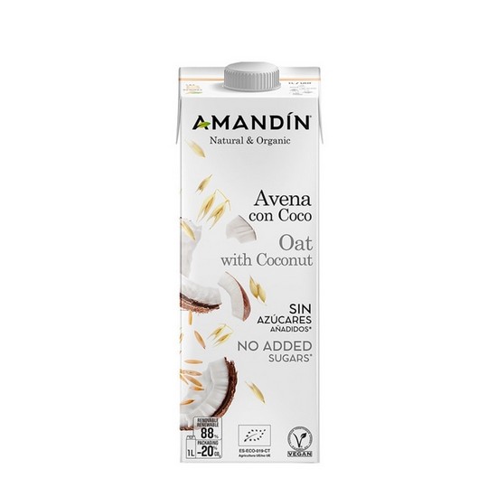 Bebida Vegetal de Avena con Coco Eco Vegan 6x1L Amandin Bebida Vegetal de Avena con Coco Eco Vegan 6x1L Amandin
