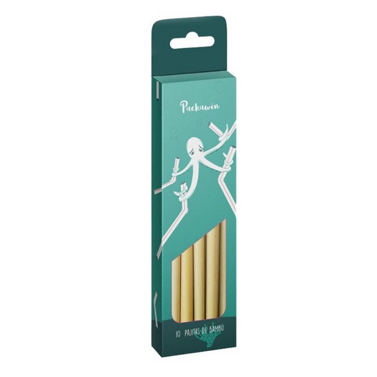 Pajitas de Bambu Bio 10 pajitas + 1limpiador Packawin Pajitas de Bambu Bio 10 pajitas + 1limpiador Packawin