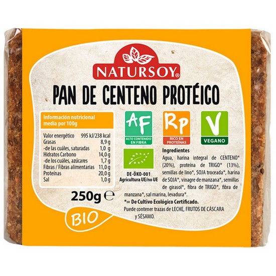 Pan de Centeno Proteico Bio Vegan 250g Natursoy