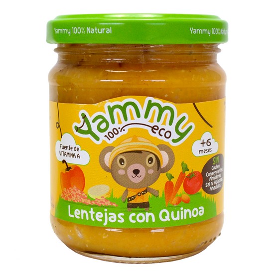 Potito de Lentejas con Quinoa +6M Sin Gluten Eco 195g Yammy
