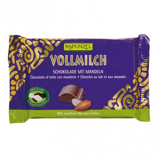 Snack de Chocolate con Leche con Almendras Bio 100g Rapunzel Snack de Chocolate con Leche con Almendras Bio 100g Rapunzel