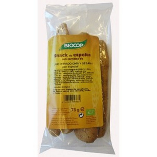 Snack de Espelta Lino Dorado, Chia y Sesamo Bio 75g Biocop