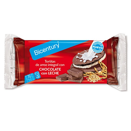 Tortitas de Arroz Integral con Chocolate con Leche 132g Bicentury Tortitas de Arroz Integral con Chocolate con Leche 132g Bicentury