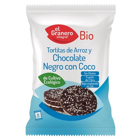 Tortitas de Arroz y Chocolate Negro con Coco Sin Gluten Bio 33g El Granero Integral