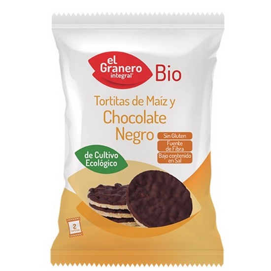 Tortitas de Maiz con Chocolate Negro Sin Gluten Bio 33g El Granero Integral