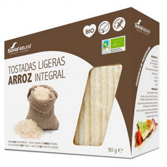 Tostadas Ligeras de Arroz Integral Sin Gluten Bio Vegan 25x4g Soria Natural
