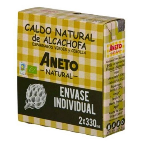 Caldo Natural Alcachofa Pack Eco SinGluten 2X330ml Aneto