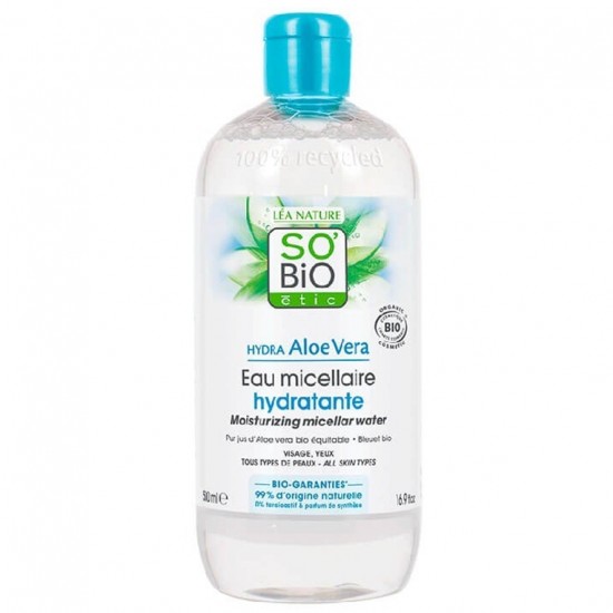 Agua Micelar Hidratante Aloe Vera Bio 500ml So Bio Etic Agua Micelar Hidratante Aloe Vera Bio 500ml So Bio Etic