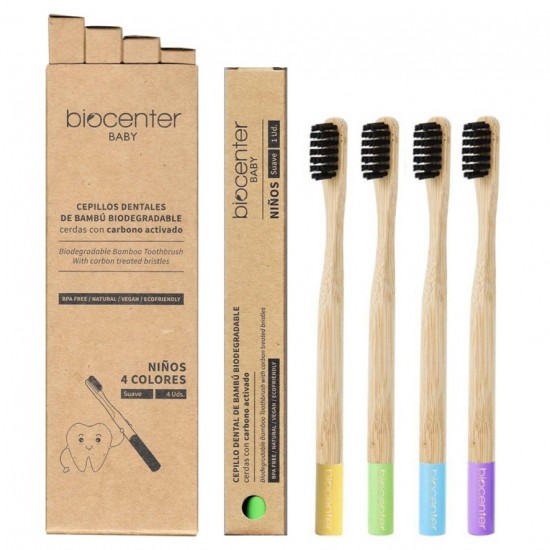 Cepillo Dientes Bambu Carbon Activo Niños Vegan 1pack Vegan Biocenter