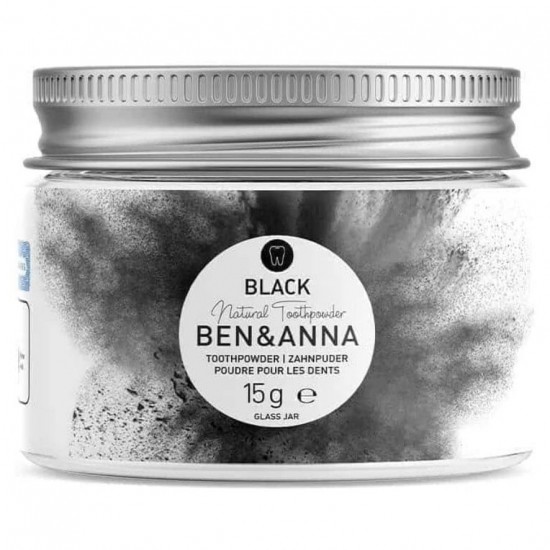 Dentifrico Carbono Activo Polvo Tarro Cristal Eco Vegan 20g Ben & Anna