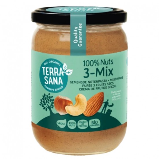 3Mix, Crema de Frutos Secos Sin Cacahuete Bio Vegan 500g Terrasana