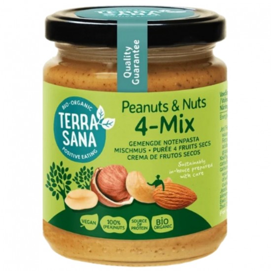 4Mix, Crema de Frutos Secos Con Cacahuete Bio Vegan 250g Terrasana
