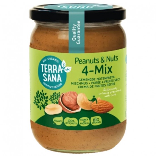 4Mix, Crema de Frutos Secos Con Cacahuete Bio Vegan 500g Terrasana