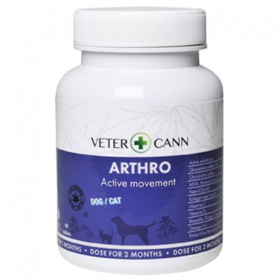 Arthro Colageno Condroprotector Mascotas 60comp Vetercann