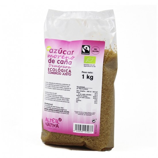 Azucar De Caña Moreno Demerara Bio 1kg Alternativa3 Azucar De Caña Moreno Demerara Bio 1kg Alternativa3