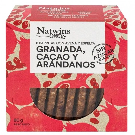 Barritas Granada Cacao Arandanos 1caja 80g Natwins Barritas Granada Cacao Arandanos 1caja 80g Natwins
