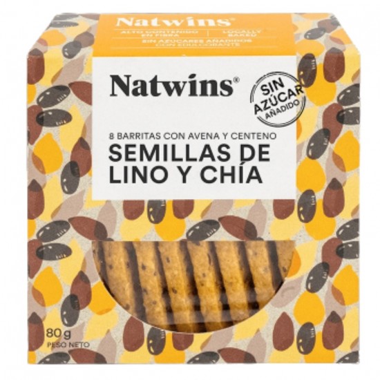 Barritas Avena Centeno Lino y Chía 1caja 80g Natwins Barritas Avena Centeno Lino y Chía 1caja 80g Natwins
