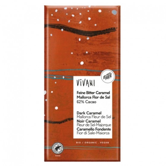 Chocolate Negro 62 Caramelo y Flor de Sal Mallorca Bio 80g Vivani Chocolate Negro 62 Caramelo y Flor de Sal Mallorca Bio 80g Vivani