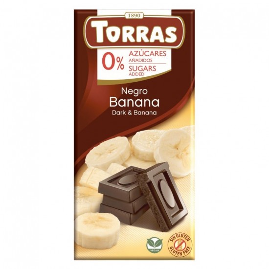 Chocolate Negro con Banana Sin Gluten 75g Torras Chocolate Negro con Banana Sin Gluten 75g Torras