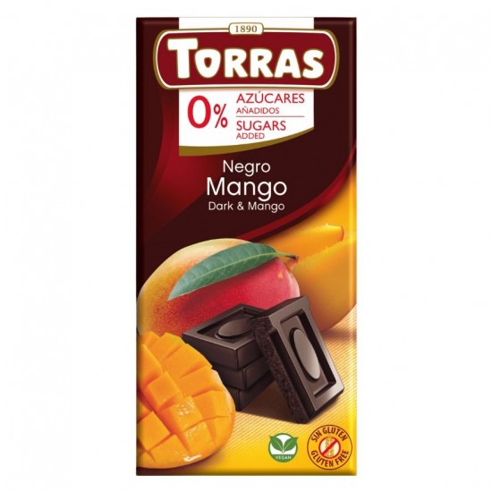 Chocolate Negro con Mango Sin Gluten 75g Torras Chocolate Negro con Mango Sin Gluten 75g Torras