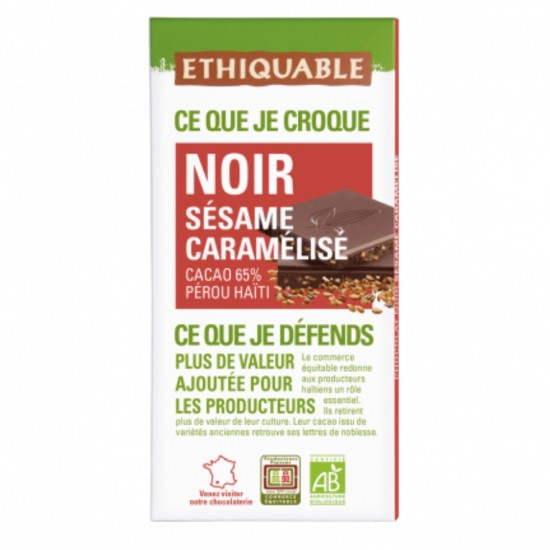 Chocolate Negro Con Sesamo y Caramelo 100g Ethiquable