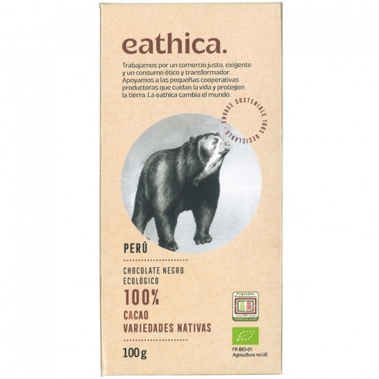 Chocolate Negro Peru 100% Eco 100gr Eathica Chocolate Negro Peru 100% Eco 100gr Eathica