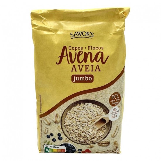 Copos Avena Integral Jumbo 500g Sawor`s