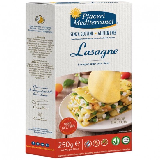 Lasaña de Maiz Placas Sin Gluten Vegan 250g Piaceri Mediterranei Lasaña de Maiz Placas Sin Gluten Vegan 250g Piaceri Mediterranei