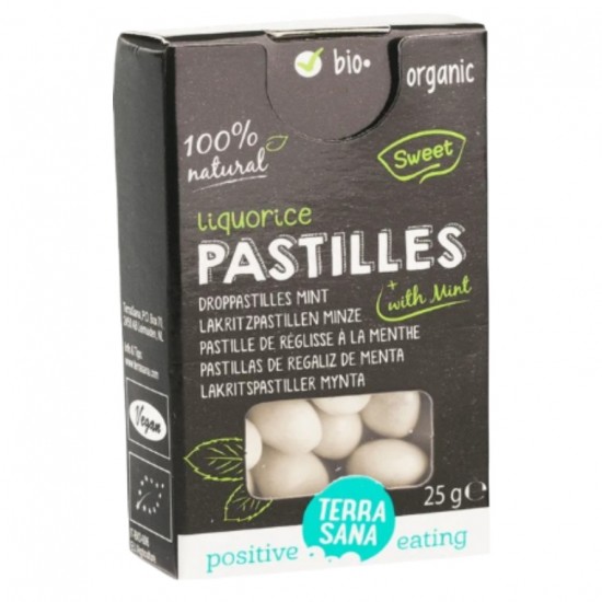 Pastillas de Regaliz Con Menta Bio Vegan 25g Terrasana Pastillas de Regaliz Con Menta Bio Vegan 25g Terrasana