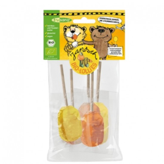 Piruletas de Naranja y Limon Bio 60g Frusano Piruletas de Naranja y Limon Bio 60g Frusano