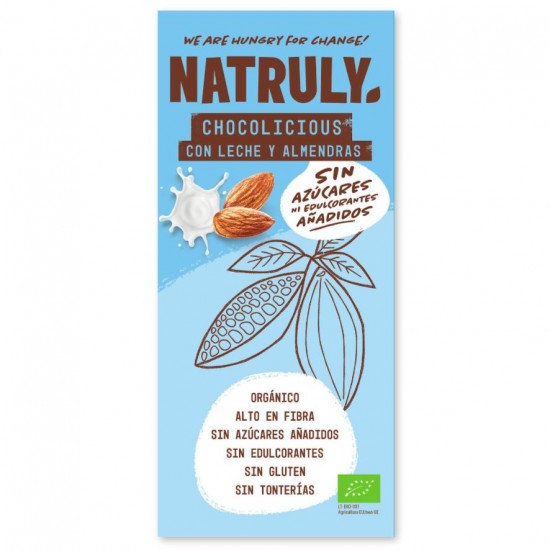 Tableta Chocolicious choco Leche Almendra Bio 85g Natruly Tableta Chocolicious choco Leche Almendra Bio 85g Natruly