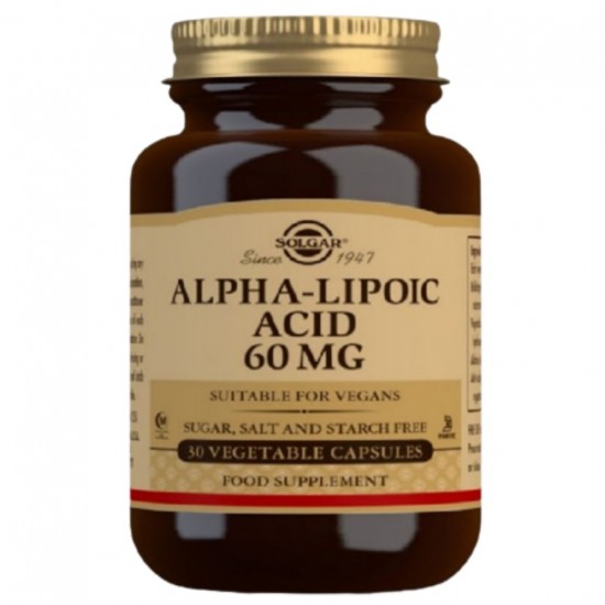 Acido Alfa Lipoico 60Mg Sin Gluten Vegan 30caps Solgar