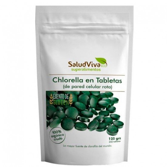 Chlorella en Tabletas Sin Gluten 260comp Salud Viva
