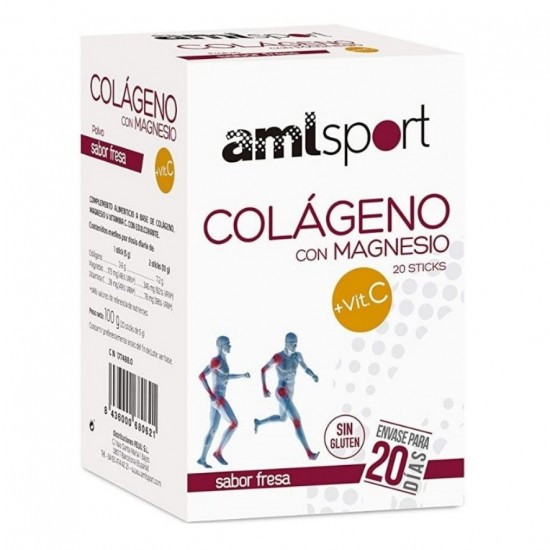 Colageno con Magnesio Vitamina C Sin Gluten 20 Sticks Amlsport