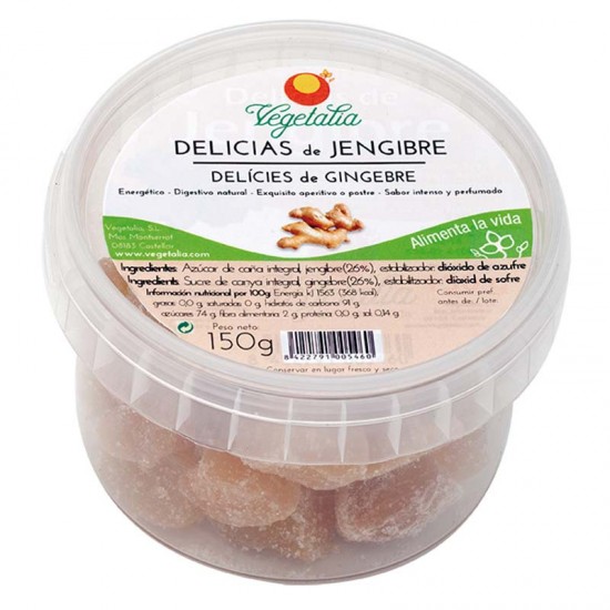 Delicias de Jengibre Confitado Vegan 150g Vegetalia Delicias de Jengibre Confitado Vegan 150g Vegetalia
