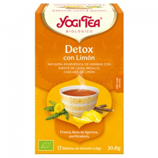 Infusion detox con Limon Sin Gluten Bio Vegan 17inf Yogi Tea