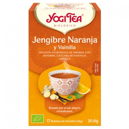 Infusion Jengibre Naranja y Vainilla Sin Gluten Bio Vegan 17inf Yogi Tea
